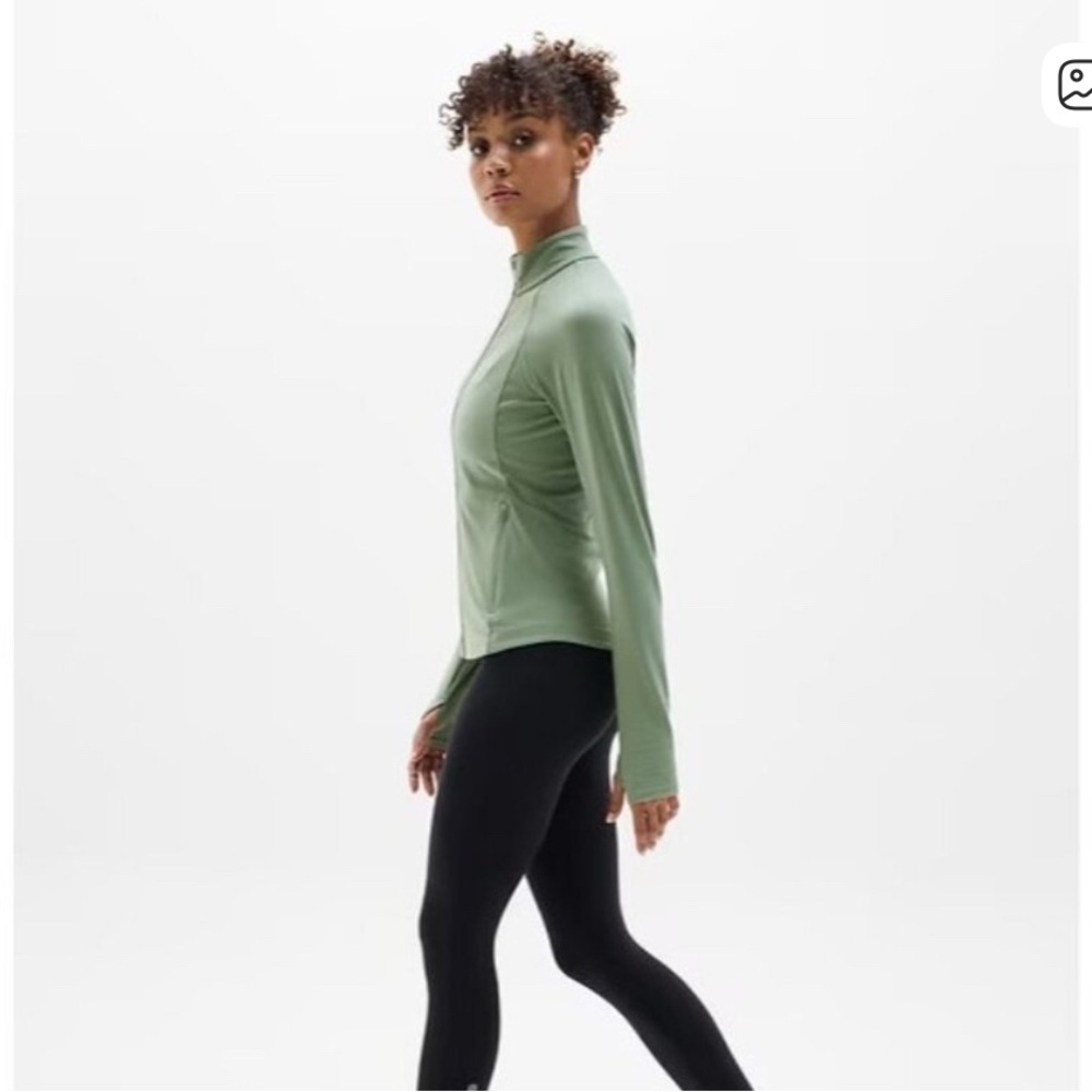 Athleta Sage Green Mock Neck Long-Sleeve Top